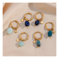 Octagonal Star Amazonite Apatite Lapis Lazuli Natural Stone Dangling Huggie Earrings Jewelry Women Wholesale