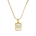 Women's White Shell Square Letter Necklace Snake Chain New Waterproof Stainless Steel PVD Gold Fashionable Chains Necklace