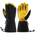 OZERO Winter Ski Gloves Men Women Deerskin Leather Waterproof Windproof Thermal Insulated Wrist Strap Hiking Driving Snow MegaBDM