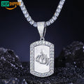 Dropshipping Factory Price Real 925 Sterling Silver VVS Moissanite Diamond Iced Out Allah Pattern Tag Pendant Necklace