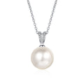 925 Sterling Silver Freshwater Pearl Moissanite Necklace Classic Style With Elegant Silver Plating for Wedding or Engagement