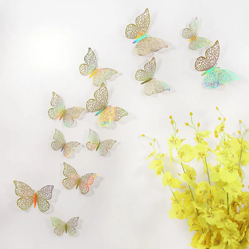 Wholesale 3D Gold Butterfly Wall Sticker Simulation Butterfly Sticker for Bedroom