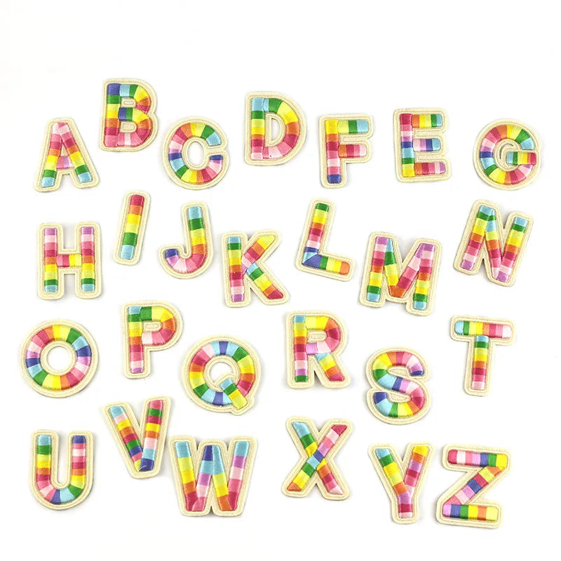 Stick-On Rainbow Letter Applique 3D Embroidery Patch with Sequins Eco-Friendly Felt Fabric for Hats and Clothes