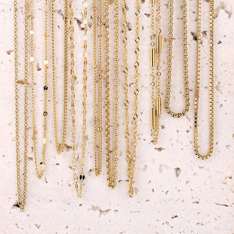 BCL1285 Non Tarnish Waterproof 18k Gold Plated Stainless Steel Water Wave Necklace Gold Plated Cuban Lip Chain Choker Necklace