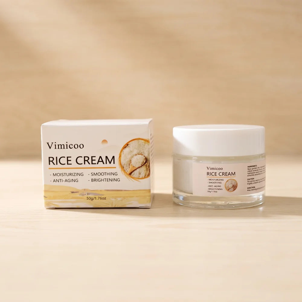 Private Label Rice Face Cream Cosmetic Product Skincare Beauty Moisturizer Brightening Organic Sensitive Skin Care Facial Cream