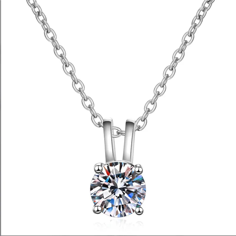 S925 Sterling Silver Custom Jewelry 0.8ct Moissanite Diamond Adjustable Necklace Fashion Bridal Jewelry Pendant Chain