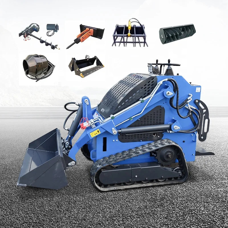TOSH  Euro 5 EPA Briggs & Stratton Gasoline Skid Steer Mini Track Skid Steer Loader With Forest Mulcher Lawn Mower