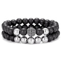 Gold Plated Micro Pave CZ Diamond Round Ball Stone Bead Trendy DIY Spacer Bracelet Set for Men for Wedding Anniversary Gifts