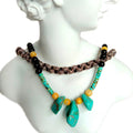 Wonderful Design Multi-Color Multi-Gemstone Sterling Silver Beaded Necklace Turquoise Nugget Bumblebee Black Onyx Wedding Gift