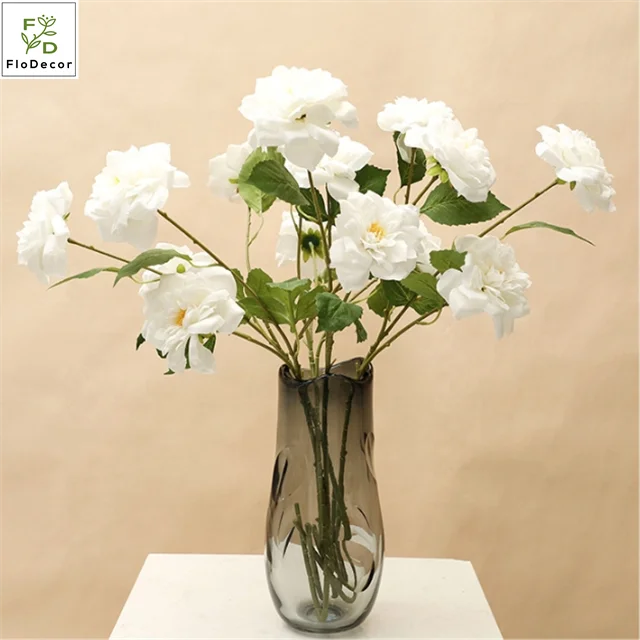 Roses Artificial Flowers Bulk Silk White 3 Heads Rose Wedding Arch Accesseries Home Ornaments Vase Flower Arrangement