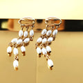 2026 New Design Jewelry Crab Claw Shape Tassel Pearl Chain Gold Plated Stud Earrings for Women