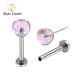 Implant Grade Titanium ASTM F136 Pink CZ Ball Push Pin Threadless Labret Tragus Piercings