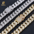 NUOYA New Style Spring Clasp Chains Necklace Shiny Baguette Diamond Cuban Link Chain White Gold Necklace Women's Hip Hop Jewelry