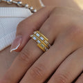 2025 Hot Selling Irregular Rings for Lady Ins Style Square Zircon Rings PVD Gold Plated Width Stainless Steel Jewelry Rings