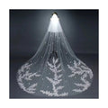 New 3 Meters Eco-Friendly White Flower Polyester Embroidery Lace Wedding Headdress Veil Trailing for Bride Mesh Fabric-TS05