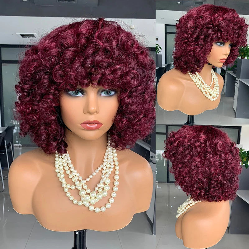 12A Machine Made Wig New Deep Curly Wave Short Bob Wigs Human Hair Raw Brazilian Virgin Human Hair Front Wig for Black Women