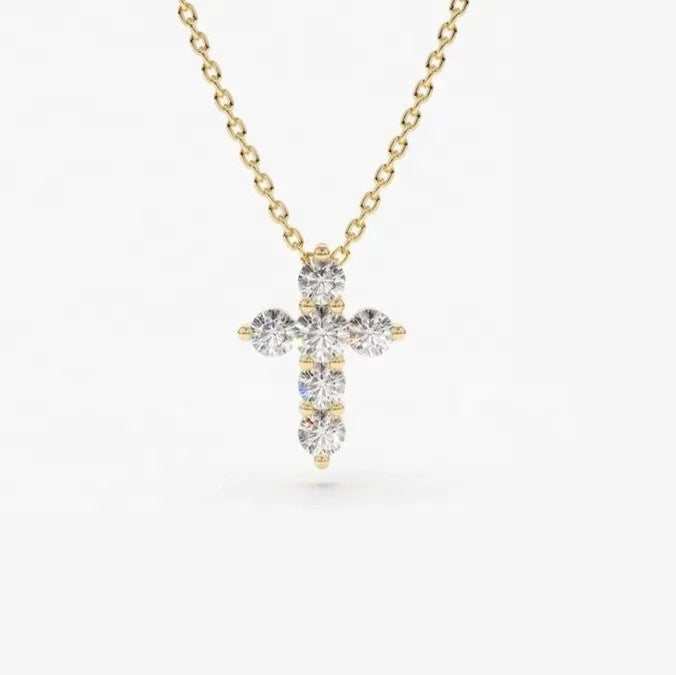 LOZRUNVE Wholesale Jewelry Sterling Silver 925 Pave CZ Mini Cross Pendant Necklace Dainty
