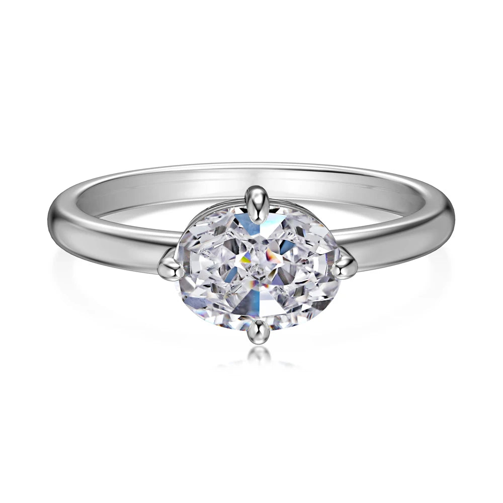 Dylam Fine Fashion Jewelry Women Daily Dress up Accessories Classic S925 Silver Oval Shape 5A Cubic Zirconia Bridal Promise Ring