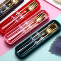 Portable Tableware 304 Stainless Steel Fork Spoon Chopsticks Three-piece Student Creative Gift Set