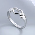 Hot Sell Chic Sliver Gold Plated Wedding Ring Geometric Palm Love Gesture Couple Ring Romantic Hands Than Heart Ring for Women