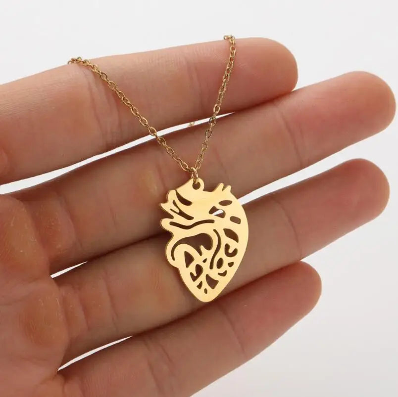 High Quality Stainless Steel Necklace High Heels Hollow Heart Pendant Necklace Statement Heartbeat Necklace for Women