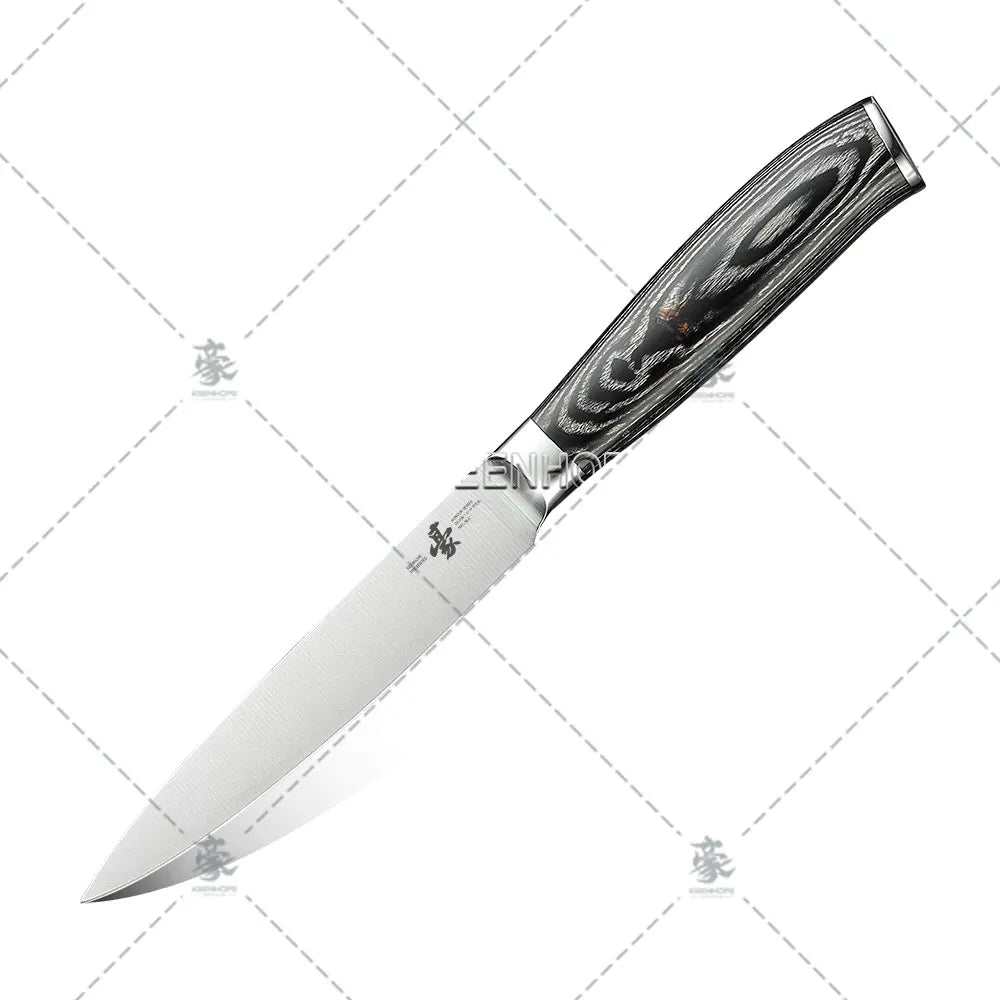 KEENHOPE HEROISM 5 Inch Utility Japanese Pakka Wood Handle Germany Din 1.4116 Stainless Steel 56HRC Sharpness FBA Kitchen