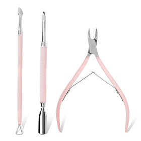 New Cuticle Trimmer with Cuticle Pusher 3 PCS Nail Cuticle Nipper Professional Pedicure Manicure Tools Dual End Pusher