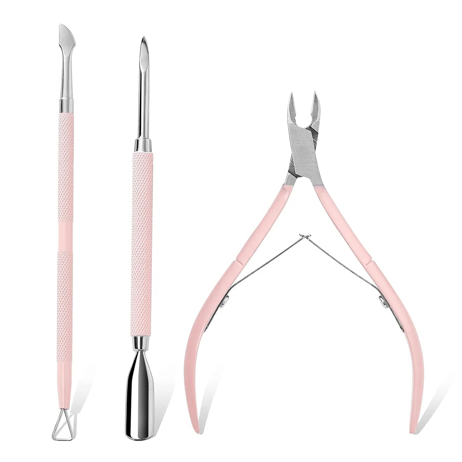 New Cuticle Trimmer with Cuticle Pusher 3 PCS Nail Cuticle Nipper Professional Pedicure Manicure Tools Dual End Pusher