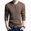 Brand Sweater Men Casual Button V-Neck Pullover Shirt Spring Autumn Slim Fit Long Sleeve Knitted Soft Cotton Sweaters