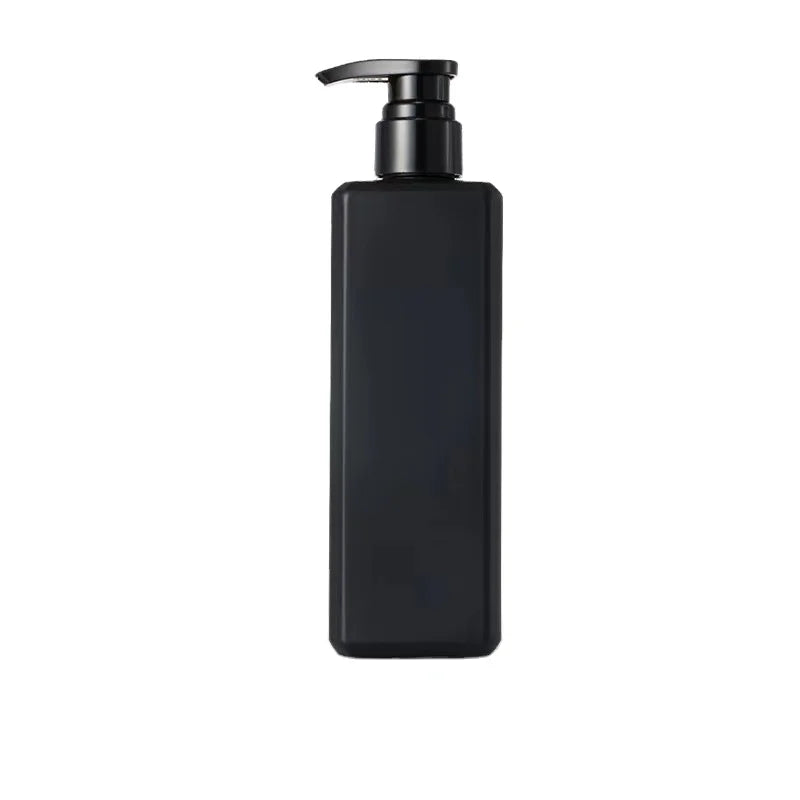 250ml Empty Square PET Flat Shoulder Black Clear Plastic Shower Gel Spray Bottle Empty Refillable Shampoo Pump Bottle