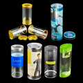 Clear Transparent Eco-friendly Plastic Cylinder Packaging Box Lid Recycled Materials Embossing Varnishing Craft Gift Use