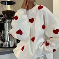 Love Embroidery Women's Knitting Sweaters Sweet Chic Long Sleeved O-neck Pullovers 2024 New Female Casual Fashion Sweater