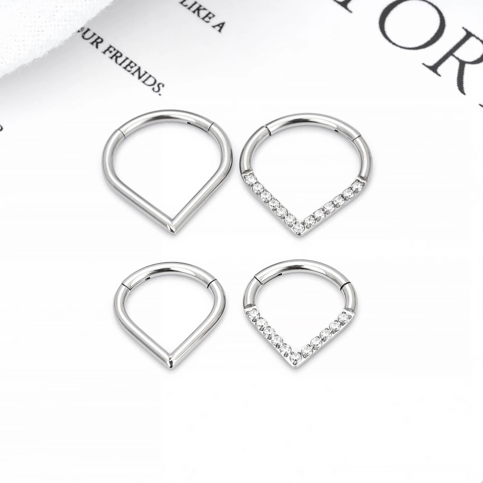 ASTM F136 G23 Titanium Classic Orthodox Fashion Heart-Shaped Geometric Segment Rose Gold Plated Children's Nose Earring