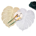 Custom Leaves PVC Vinyl Metallic Leaf Shape Placemats Decorative Dinning Table Mats Luxury Placemats Quilted Placemat