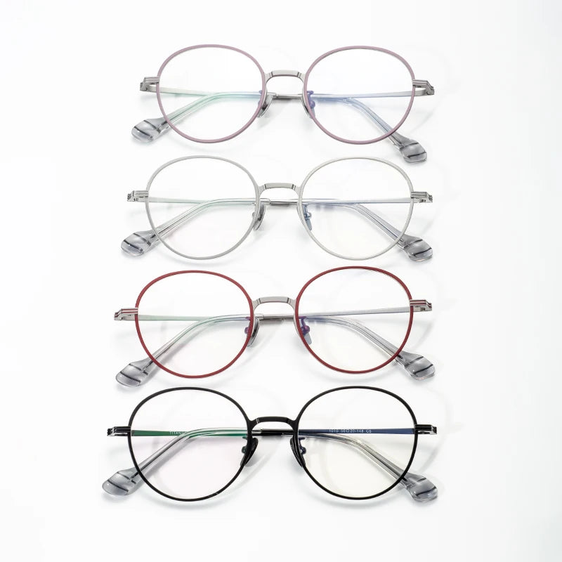 Retro Round High End Pure Titanium Eyeglass Frames for Diamond Face Shape Reading Glasses