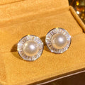 CAOSHI Fresh Style Irregular Design Cubic Zirconia Pearl Earring for Wedding Luxury Party Silver/Gold Plated Stud Earrings Women