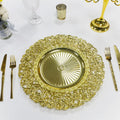 Wholesale Luxury 13 Inches Floral Plastic Charger Plates Party Supplies Plastic Under Plate for Wedding
