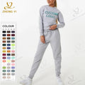 Clothing Manufacturers Custom OEM 300-500G Cotton Fabric Crewneck Sweatshirt Oversized Women Casual Sweatshirt Set