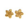 Ouj Hypoallergenic Quality Non Tarnish Gold Plated Stainless Steel 30MM Exaggerated Big Textured Flower Stud Earrings for Women