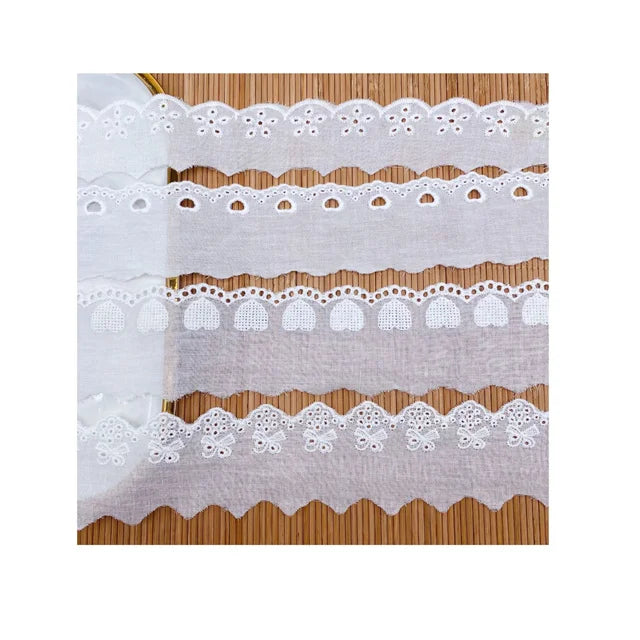 Wholesale White Cotton Heart Shape Cotton Embroidery Lace Trim 5cm