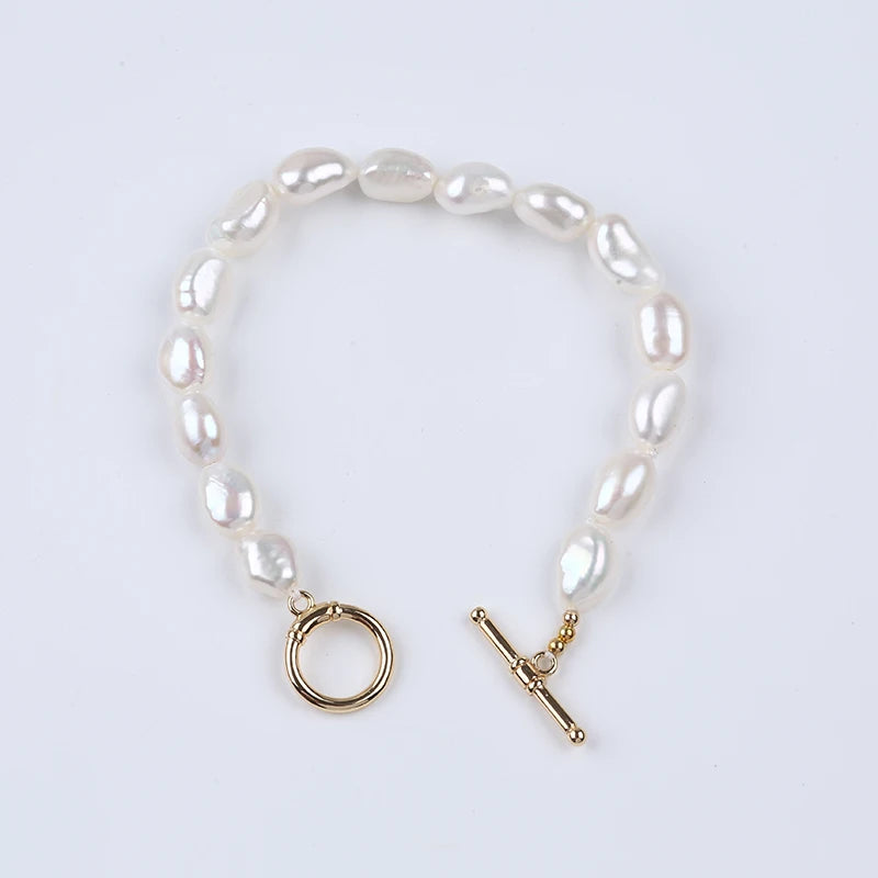 Zhuji Wholesale 8-9mm Baroque Shape Freshwater Pearl Third Party Certified Vintage Bangles Jewelry