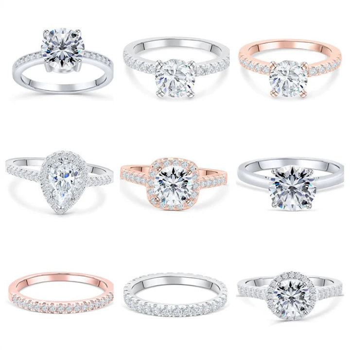 Solitaire Anillos De Compromiso Couple Ring 925 Sterling Silver Zircon Engagement Wedding Ring