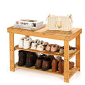 Bamboo Shoes Storage Shelf Cabinet Rack Bench 3 Tiers Natural Bamboo Shoe Rack Eco-Friendly Shoe Rack for Entryway Storage