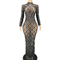 Sparkly See Through Sequins Crystal Ballroom Wedding Birthday Dinner Gown Evening Dresses Ladies Sexy Club Dress Long Prom Dress