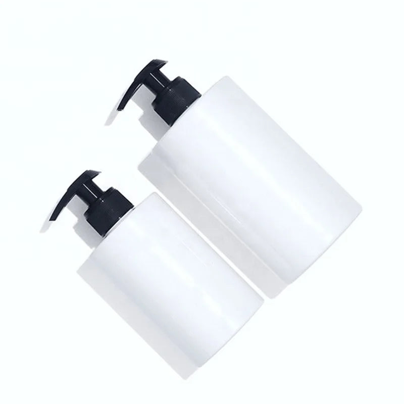 Factory Popular Round Cylinder Refill PET Plastic Pump Bottle 300ml 500ml Lotion Shampoo Bottle Liquid Soap Bottle
