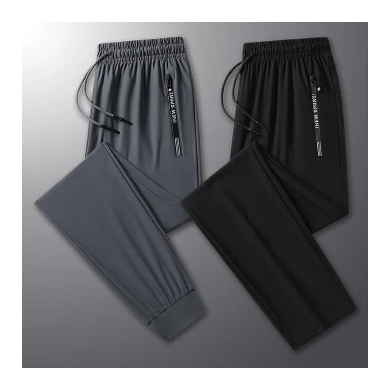 Men's Summer Casual Pants Fitness Sweatpants Trousers Sports Quick Dry Breathable Plus Size Ice Silk Pants
