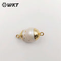 WT-JP340 Amazing Natural Freshwater Double Loops Baroque Pearl Connectors for Jewelry Design Findings for Necklace
