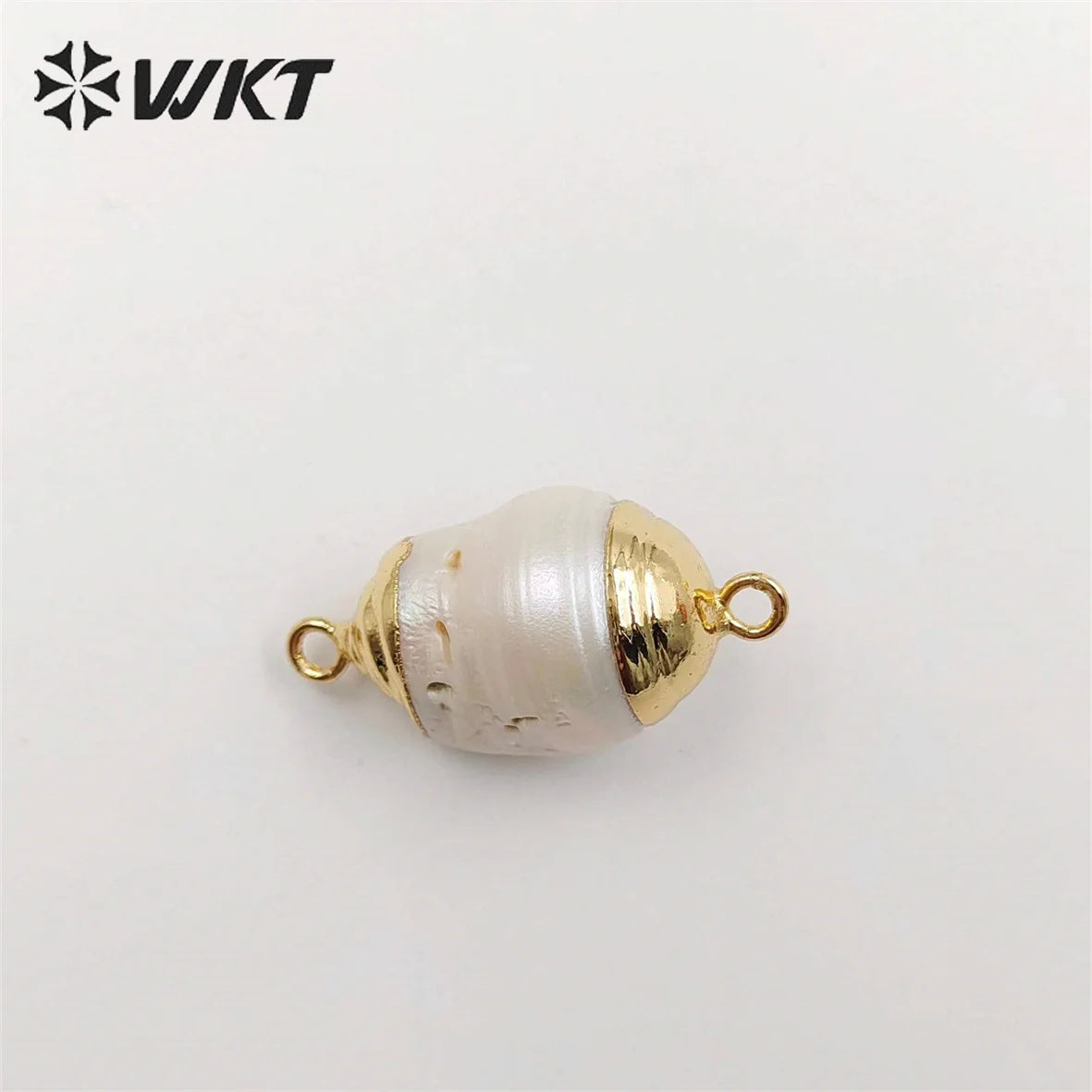 WT-JP340 Amazing Natural Freshwater Double Loops Baroque Pearl Connectors for Jewelry Design Findings for Necklace