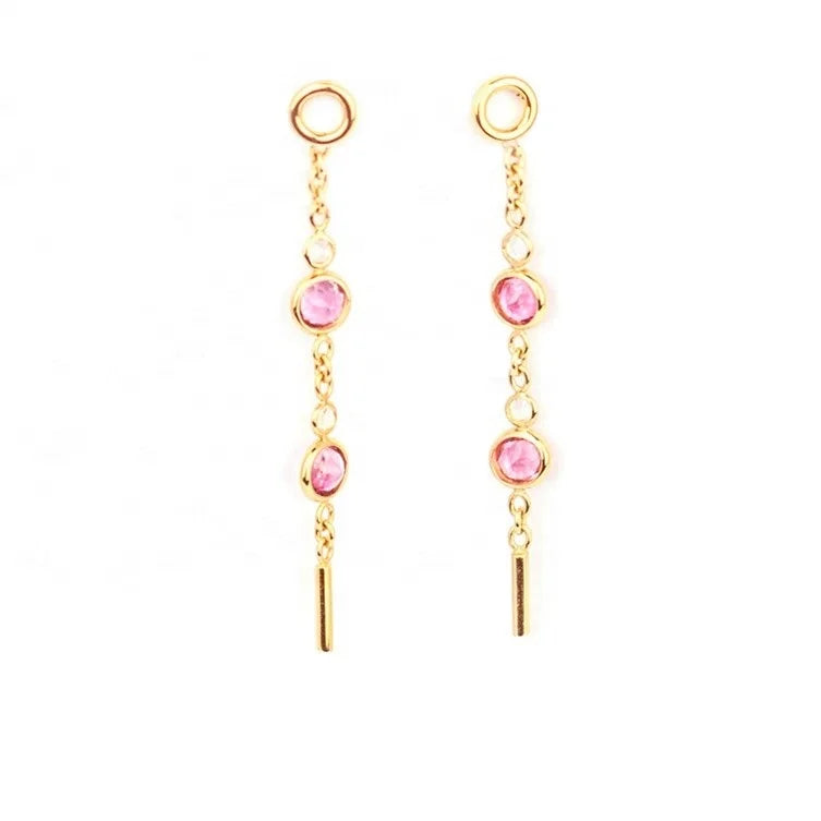 LOZRUNVE Custom Colored Diamond CZ Long Chain Earring for Women