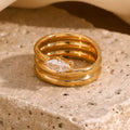 Fashion Jewelry Spiral Trendy Unique Ring 18K Gold Plated 316L Stainless Steel Layered Bold Zircon Rings for Women